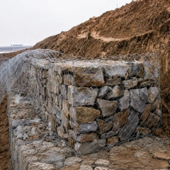 Gabion retaining wall project at river slope for erosion control